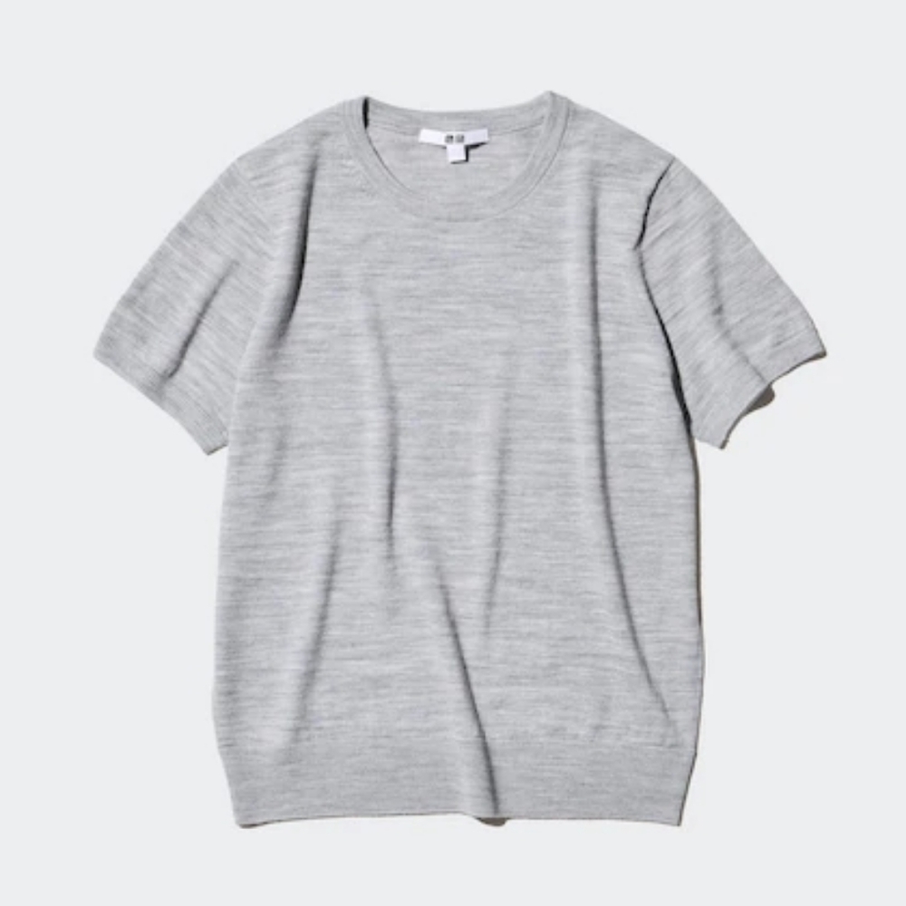 Uniqlo 100% Merino Wool Crew Neck Sweater Short Sleeve Knit